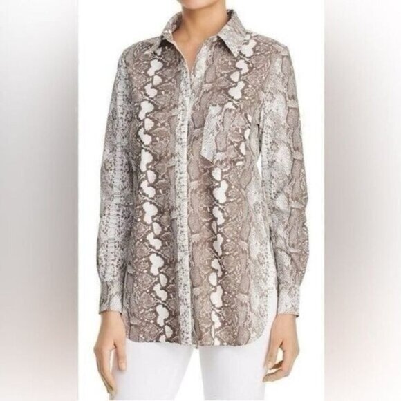 LYSSE- Schiffer Snake Print Button Down Top - Picture 1 of 7